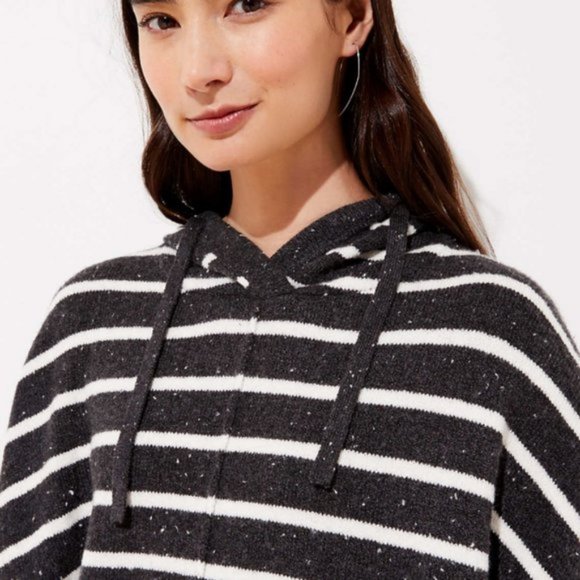 NWOT LOFT Stripe Hooded Poncho Sweater - Picture 6 of 11